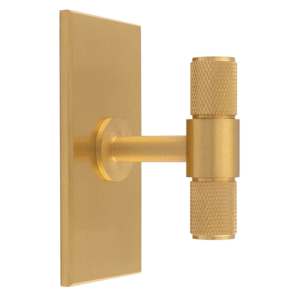 This is an image of a Carlisle Brass - Knurled T-Bar on backplate that is availble to order from Trade Door Handles in Kendal.