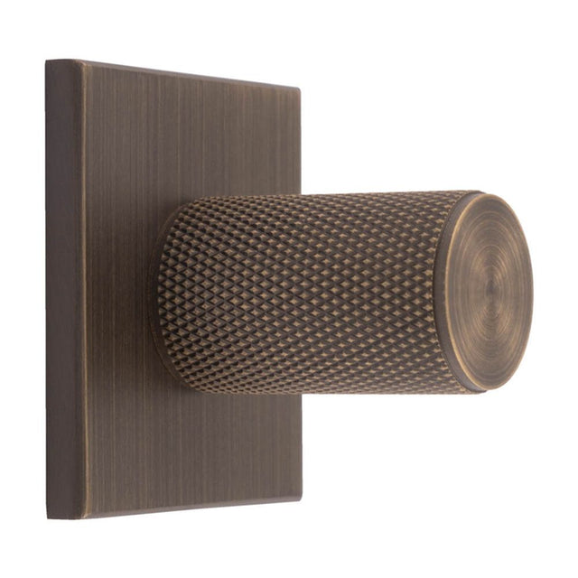 This is an image of a Carlisle Brass - Knurled Cylinder Knob on backplate that is availble to order from Trade Door Handles in Kendal.