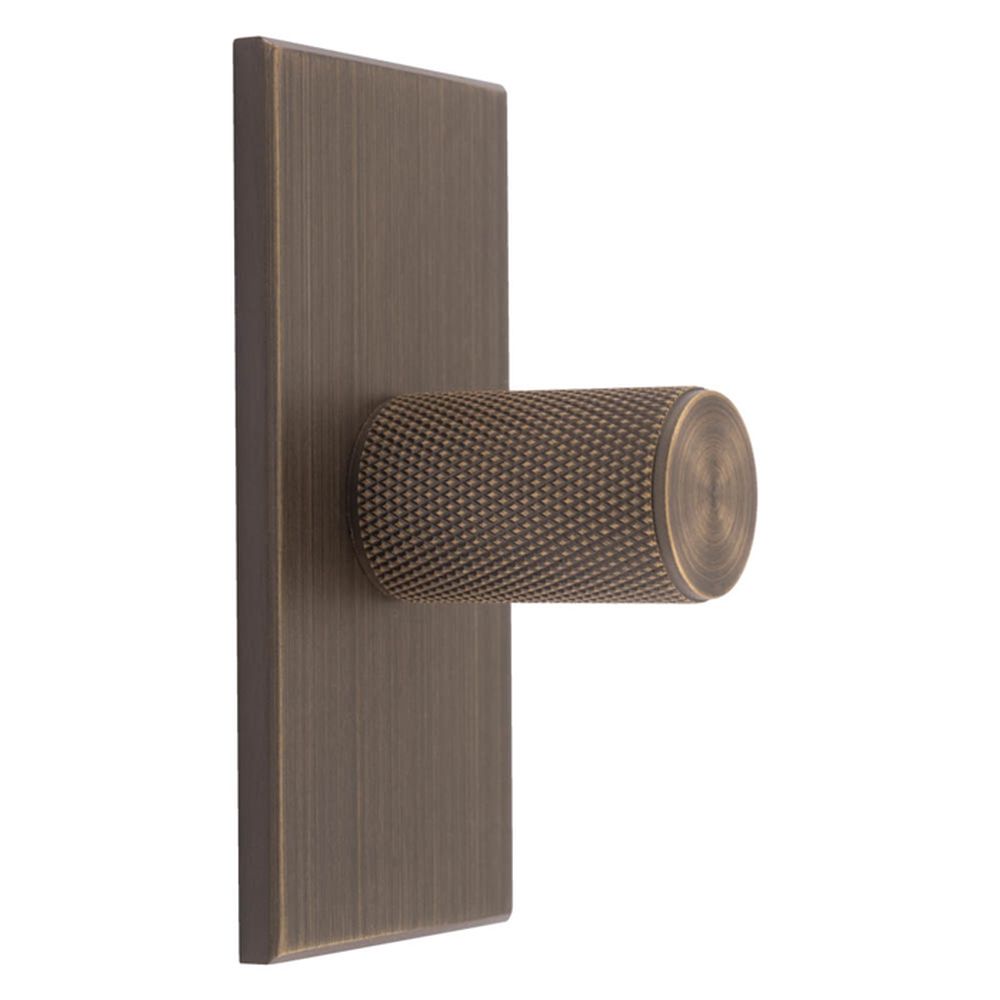 This is an image of a Carlisle Brass - Knurled Cylinder Knob on backplate that is availble to order from Trade Door Handles in Kendal.