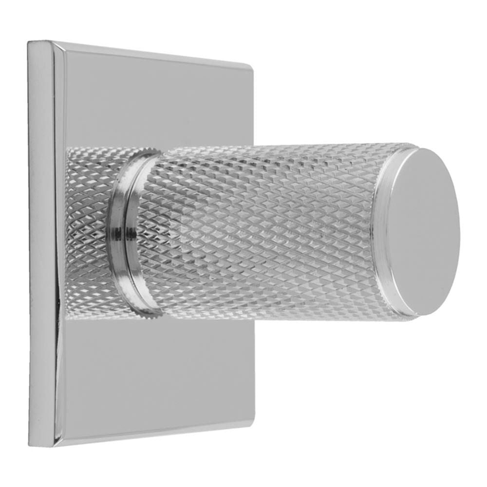 This is an image of a Carlisle Brass - Knurled Cylinder Knob on backplate that is availble to order from Trade Door Handles in Kendal.