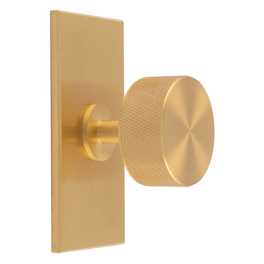 This is an image of a Carlisle Brass - Knurled Radio Knob on Backplate that is availble to order from Trade Door Handles in Kendal.