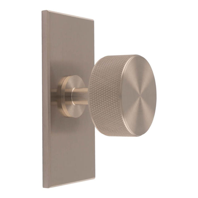 This is an image of a Carlisle Brass - Knurled Radio Knob on Backplate that is availble to order from Trade Door Handles in Kendal.