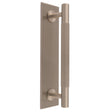 This is an image of a Carlisle Brass - Lines Pull Handles on backplate that is availble to order from Trade Door Handles in Kendal.