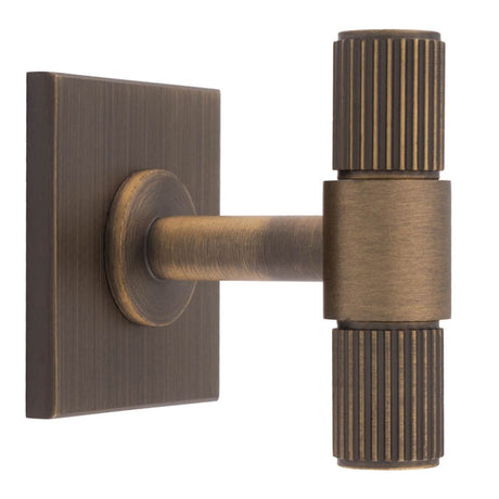 This is an image of a Carlisle Brass - Lines T-Bar Knob on Backplate that is availble to order from Trade Door Handles in Kendal.