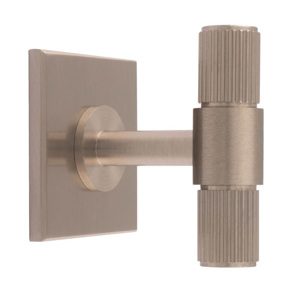 This is an image of a Carlisle Brass - Lines T-Bar Knob on Backplate that is availble to order from Trade Door Handles in Kendal.