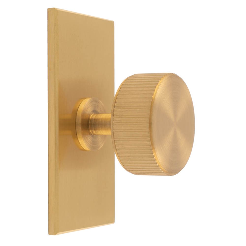 This is an image of a Carlisle Brass - Lines Radio Knob on Backplate that is availble to order from Trade Door Handles in Kendal.