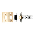 This is an image of a Eurospec - 64Mm Ce B/T Tubular Mortice Latch Square - Satin Brass that is availble to order from Trade Door Handles in Kendal.