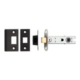 This is an image of a Eurospec - 76Mm Ce B/T Tubular Mortice Latch Square - Matt Black that is availble to order from Trade Door Handles in Kendal.