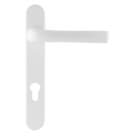 This is an image of a Mila - Standard Security Door Handle 220mm White bx050308 that is availble to order from Trade Door Handles in Kendal.