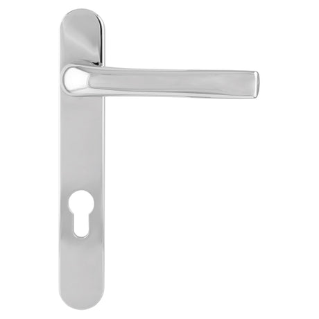 This is an image of a Mila - STANDARD SECURITY DOOR HANDLE 220mm - Polished Chrome bx050309 that is availble to order from Trade Door Handles in Kendal.