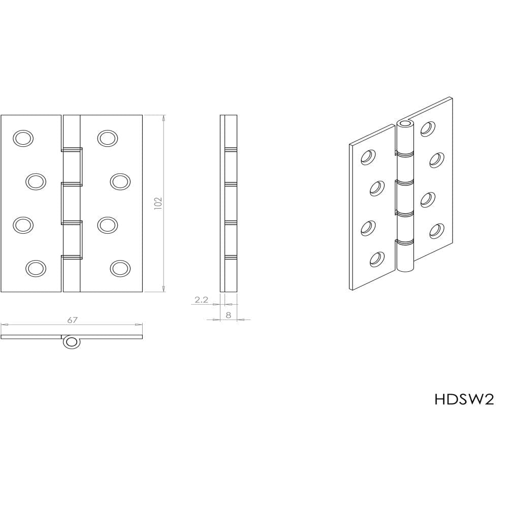 Carlisle Brass Hinges Polished Chrome / Washered Hinges / 4" x (102mm) Carlisle Brass - 102 x 67mm Dbl Steel Washer Brass Hinge - Polished Chro