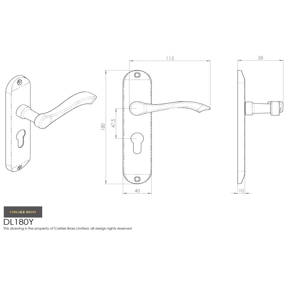 Carlisle Brass Door Furniture Polished Chrome / Euro Profile Lock Handles Carlisle Brass - Andros Lever on Euro Lock Backplate - Polished Chrome