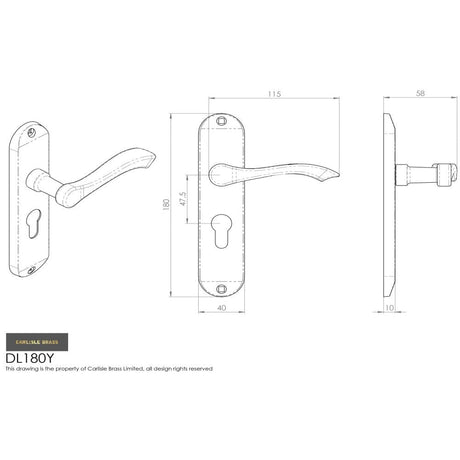 Carlisle Brass Door Furniture Satin Chrome / Euro Profile Lock Handles Carlisle Brass - Andros Lever on Euro Lock Backplate - Satin Chrome