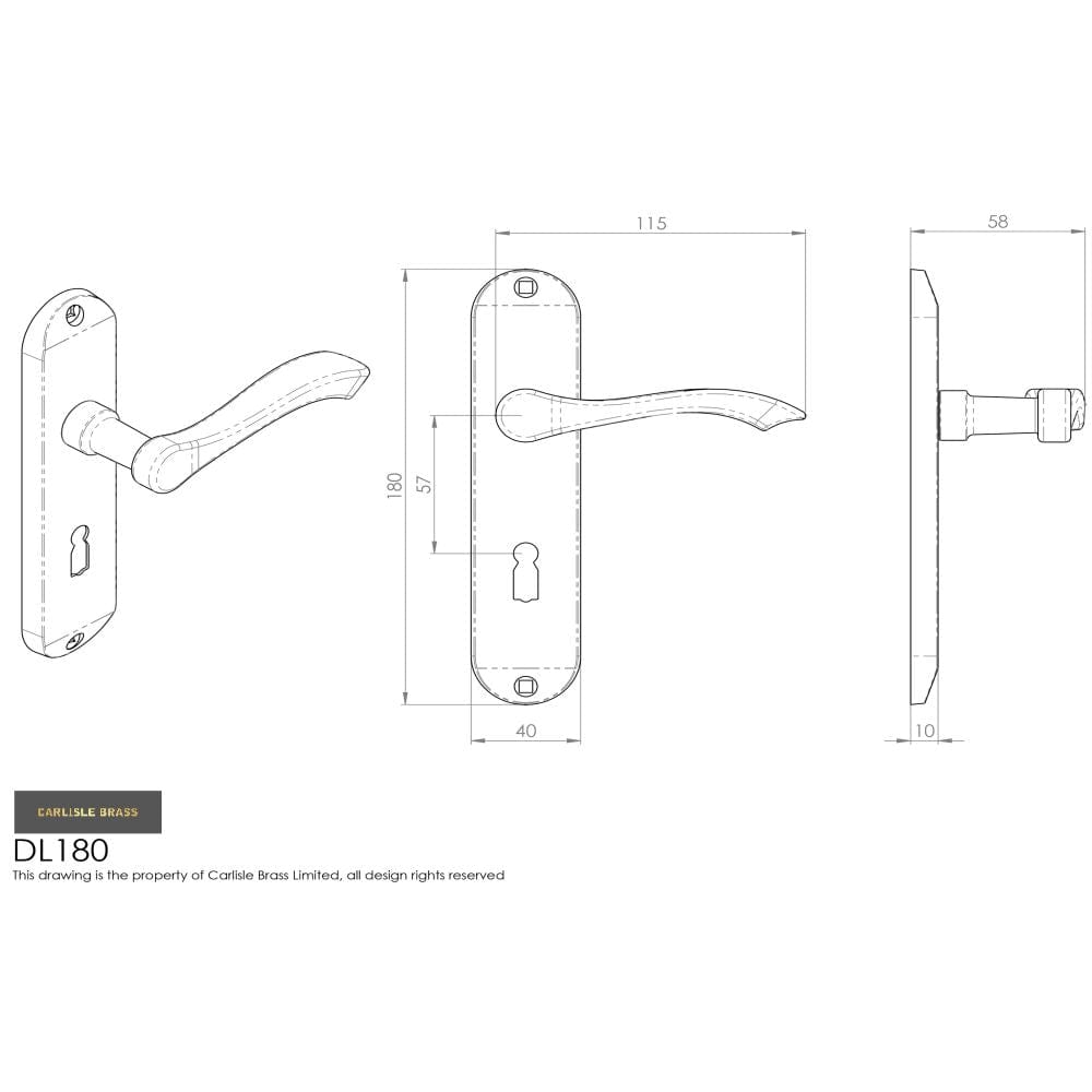 Carlisle Brass Door Furniture Polished Brass / Std. Lock Handles Carlisle Brass - Andros Lever on Lock Backplate - Polished Brass