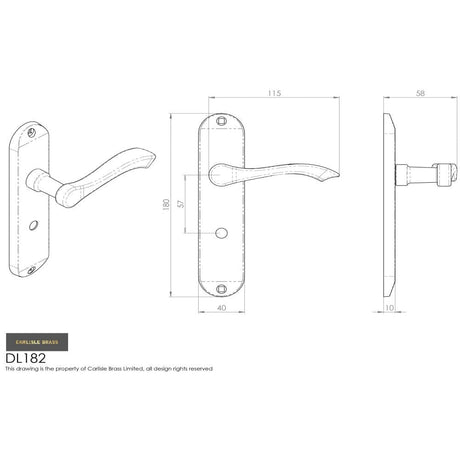Carlisle Brass Door Furniture Polished Brass / Bathroom Lock Handles Carlisle Brass - Andros Lever on WC Backplate - Polished Brass