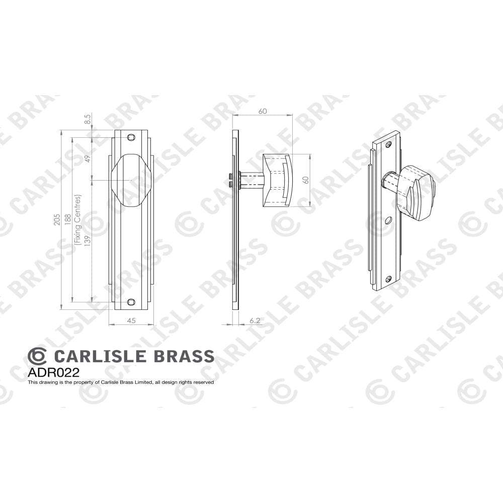 Carlisle Brass Door Furniture Polished Chrome / Latch Handles Carlisle Brass - Art Deco Knob on Latch Backplate - Polished Chrome