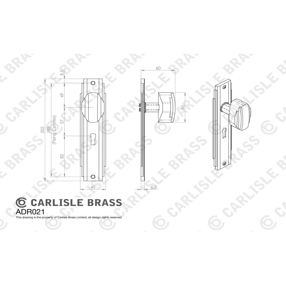 Carlisle Brass Door Furniture Polished Chrome / Std. Lock Handles Carlisle Brass - Art Deco Knob on Lock Backplate - Polished Chrome