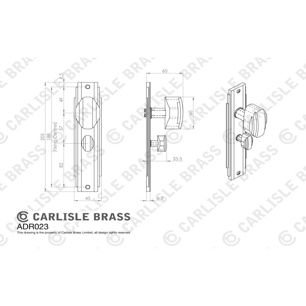 Carlisle Brass Door Furniture Polished Chrome / Bathroom Lock Handles Carlisle Brass - Art Deco Knob on WC Backplate - Polished Chrome