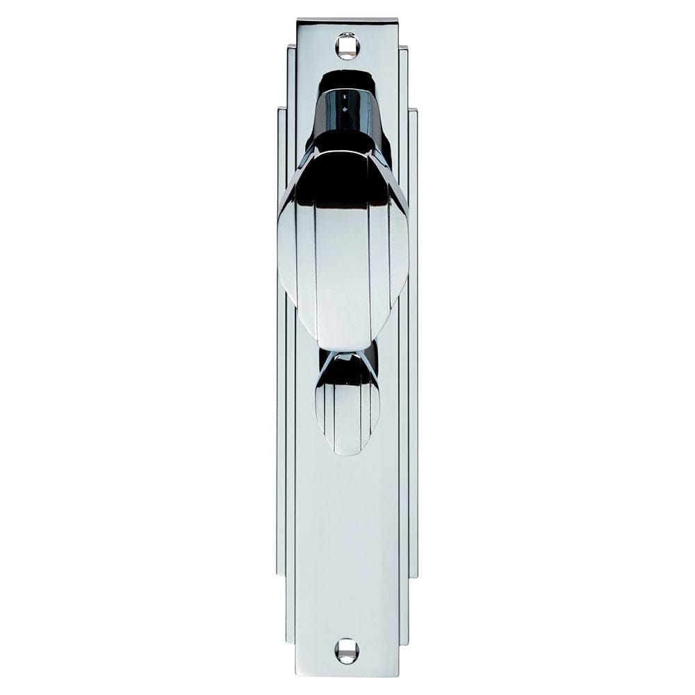 Carlisle Brass Door Furniture Polished Chrome / Bathroom Lock Handles Carlisle Brass - Art Deco Knob on WC Backplate - Polished Chrome