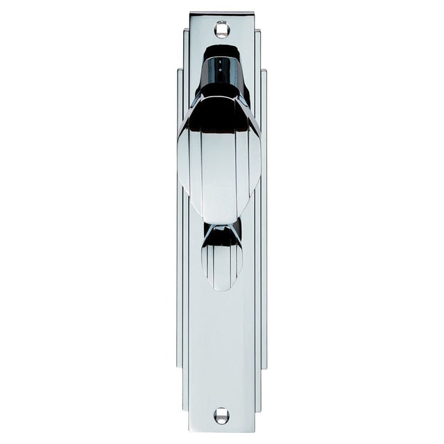 Carlisle Brass Door Furniture Polished Chrome / Bathroom Lock Handles Carlisle Brass - Art Deco Knob on WC Backplate - Polished Chrome