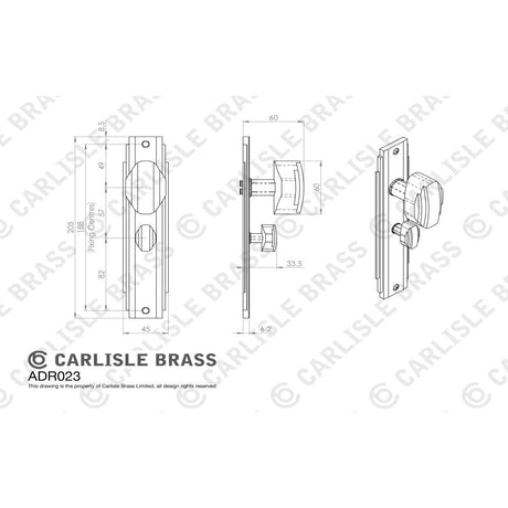 Carlisle Brass Door Furniture Satin Nickel / Bathroom Lock Handles Carlisle Brass - Art Deco Knob on WC Backplate - Satin Nickel