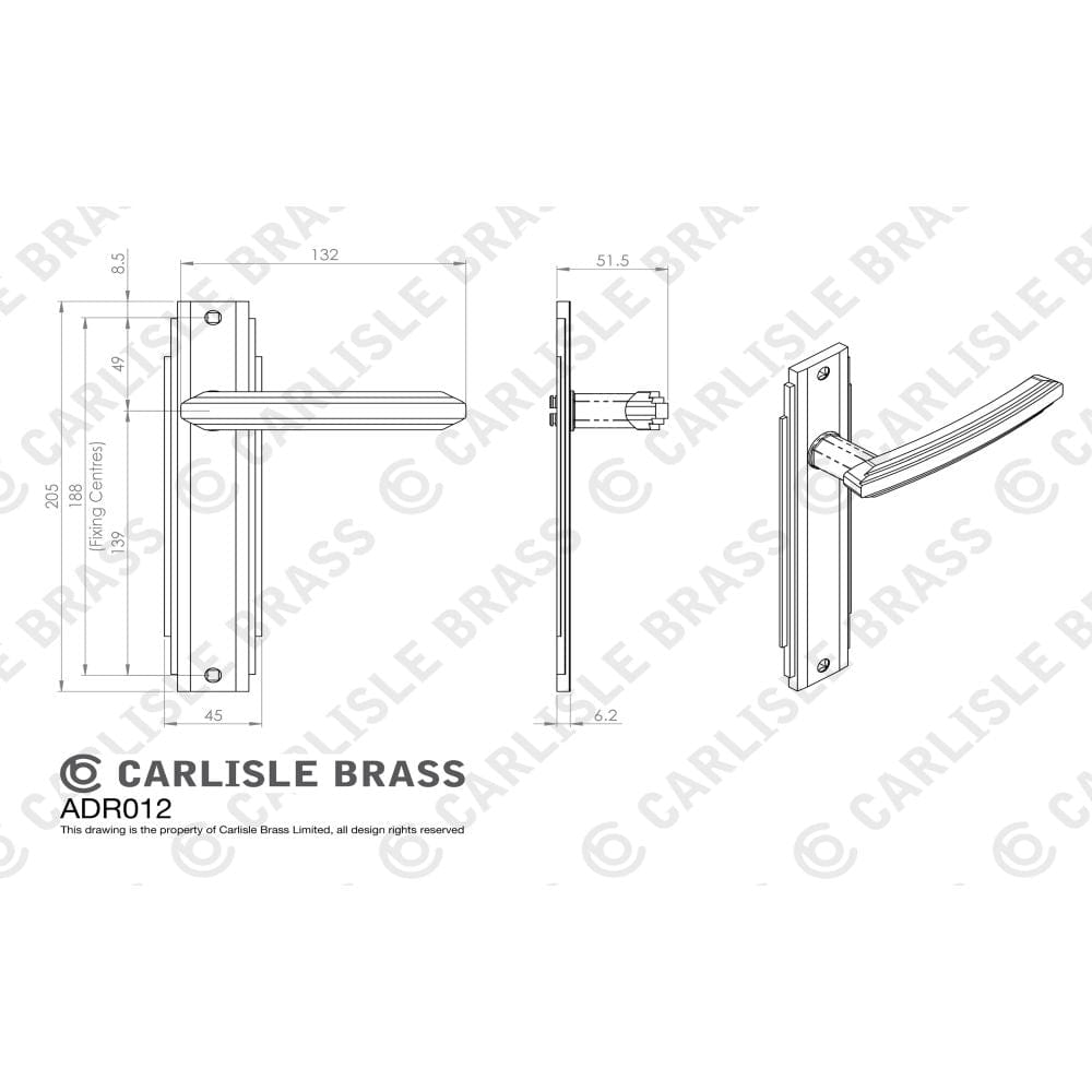 Carlisle Brass Door Furniture Satin Nickel / Latch Handles Carlisle Brass - Art Deco Lever on Latch Backplate - Satin Nickel