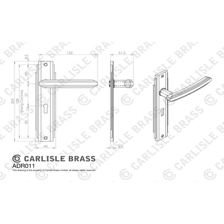 Carlisle Brass Door Furniture Satin Nickel / Std. Lock Handles Carlisle Brass - Art Deco Lever on Lock Backplate - Satin Nickel
