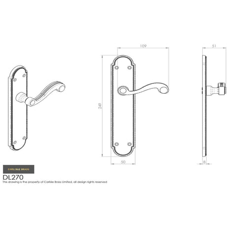Carlisle Brass Door Furniture Polished Brass / Latch Handles Carlisle Brass - Chesham Lever on Long Latch Backplate - Polished Brass