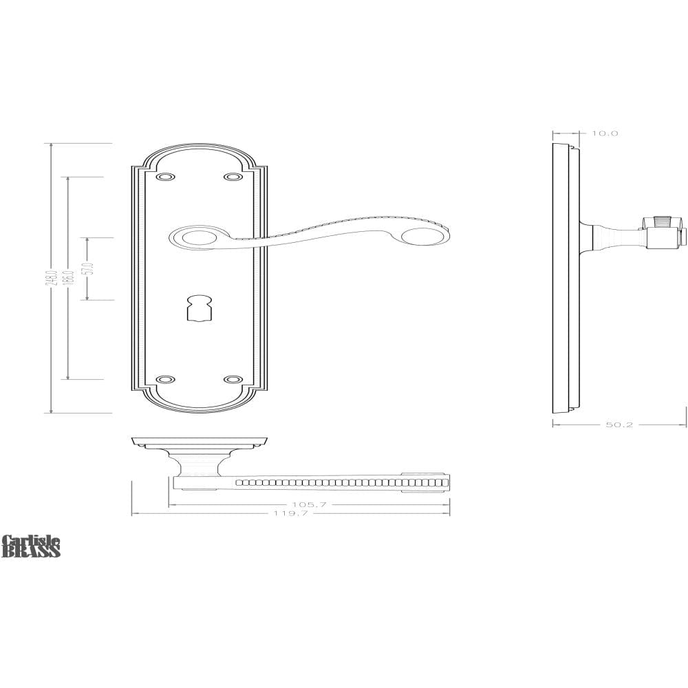 Carlisle Brass Door Furniture Polished Brass / Std. Lock Handles Carlisle Brass - Chesham Lever on Long Lock Backplate - Polished Brass