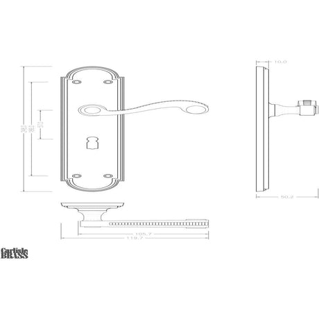 Carlisle Brass Door Furniture Polished Brass / Std. Lock Handles Carlisle Brass - Chesham Lever on Long Lock Backplate - Polished Brass