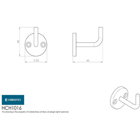 Carlisle Brass Accessories Satin PVD / Single Coat Hooks Carlisle Brass - Coat Hook - Satin PVD