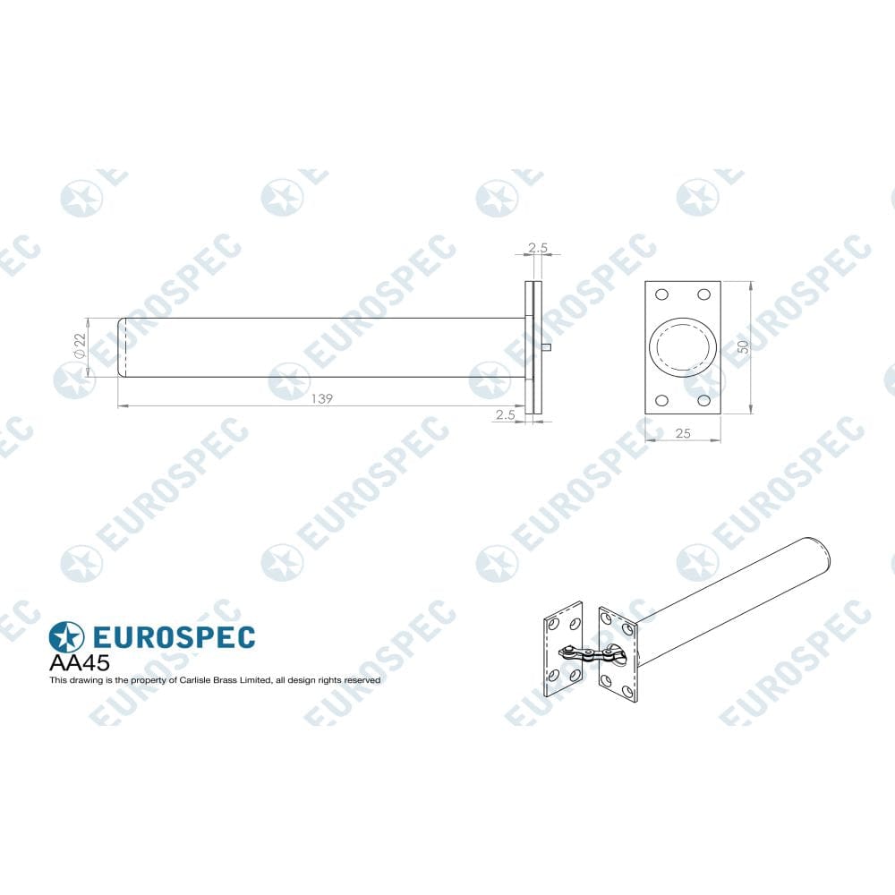 Carlisle Brass Door Furniture Satin Chrome / Door Closers Carlisle Brass - Concealed Chain Spring Door Closer - Satin Chrome