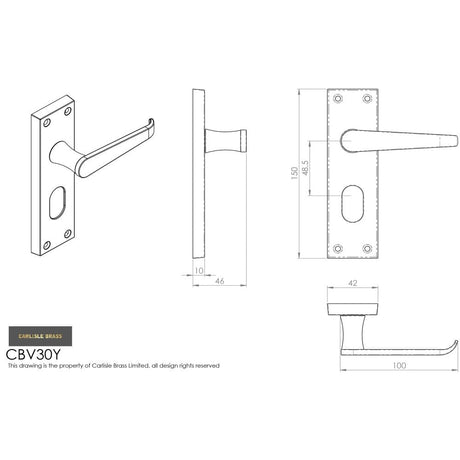 Carlisle Brass Door Furniture Polished Brass / Euro Profile Lock Handles Carlisle Brass - Contract Victorian Lever on Euro Lock Backplate - Polished Bras