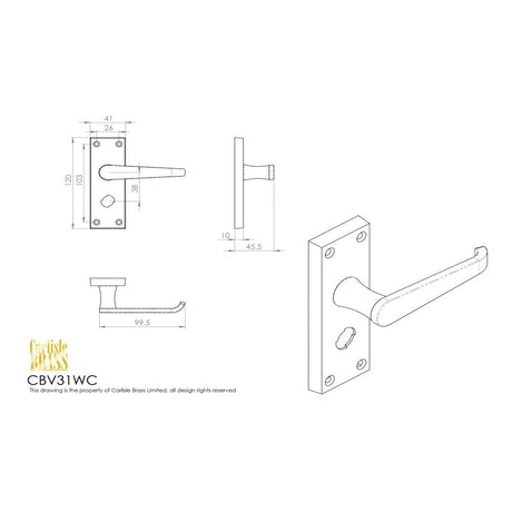 Carlisle Brass Door Furniture Polished Brass / Privacy Handles Carlisle Brass - Contract Victorian Lever on Privacy Backplate - Polished Brass