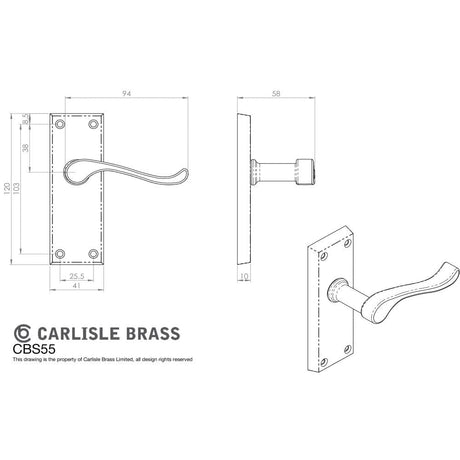 Carlisle Brass Door Furniture Polished Chrome / Latch Handles Carlisle Brass - Contract Victorian Scroll Lever on Latch Backplate - Polished C