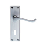 Carlisle Brass Door Furniture Satin Chrome / Std. Lock Handles Carlisle Brass - Contract Victorian Scroll Lever on Lock Backplate - Satin Chrom