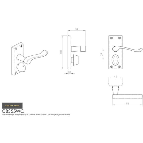 Carlisle Brass Door Furniture Polished Brass / Privacy Handles Carlisle Brass - Contract Victorian Scroll Lever on Privacy Backplate - Polished