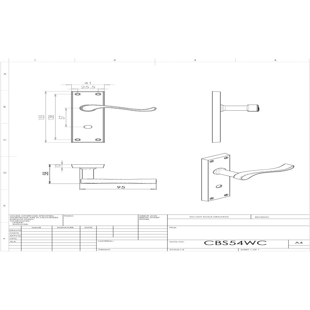 Carlisle Brass Door Furniture Polished Brass / Bathroom Lock Handles Carlisle Brass - Contract Victorian Scroll Lever on WC Backplate - Polished Bras