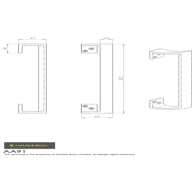 Carlisle Brass Door Furniture Polished Brass / Pull Handle (Backplate) Carlisle Brass - Cranked Pull Handle - Polished Brass