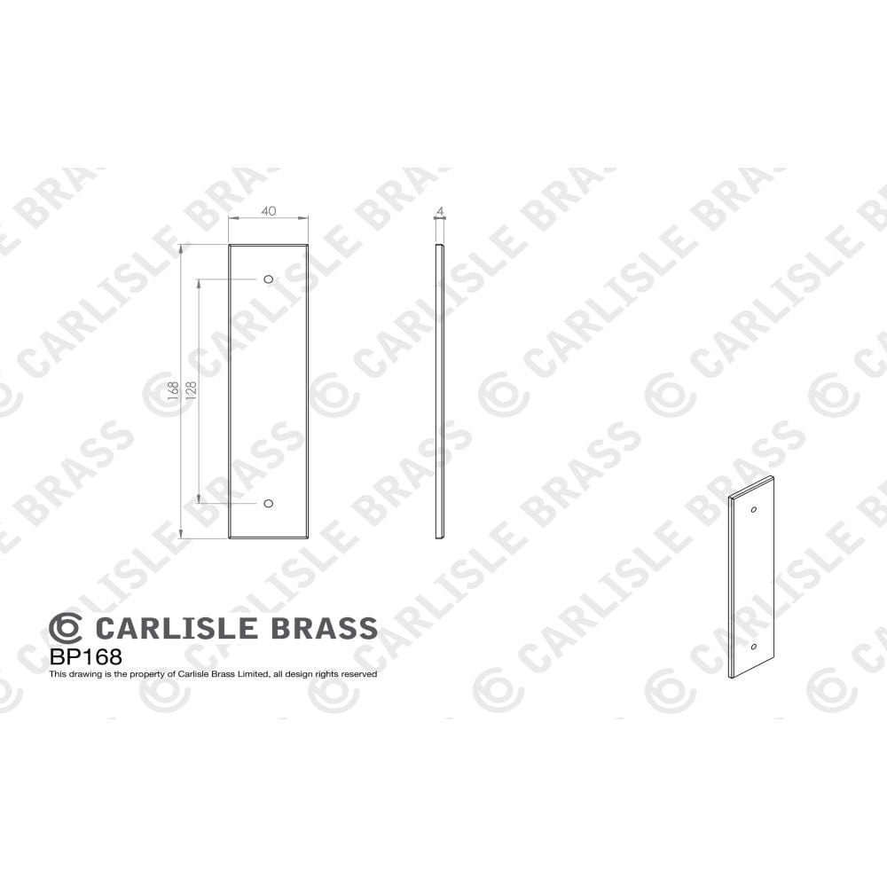 Carlisle Brass Cabinet Hardware Polished Chrome / Cabinet Pull Handle on Backplate / 168 x 40mm Carlisle Brass - Cupboard Pull backplates - 168 x 40mm - Polished Chrome
