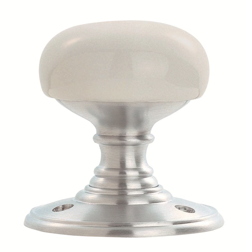 Carlisle Brass Door Furniture Dual Finish-Plain White/Satin Chrome / Mortice Knobs Carlisle Brass - Delamain Porcelain Mortice Knobs White - Dual Finish