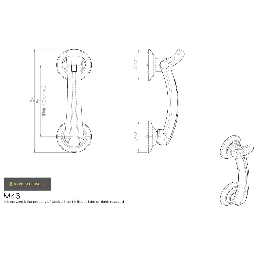 Carlisle Brass Door Furniture Satin Chrome Carlisle Brass - Door Knocker on Rose - Satin Chrome