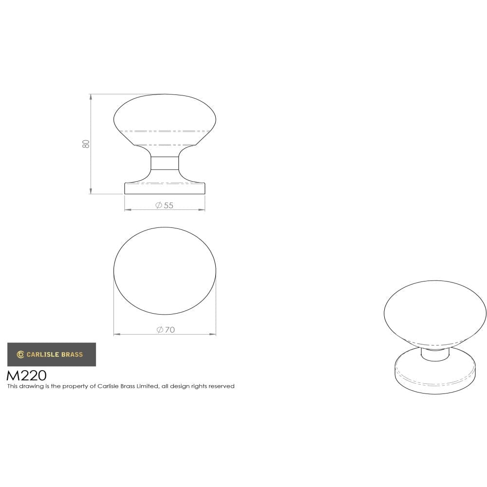 Carlisle Brass Door Furniture Polished Chrome / Round Centre Door Knob Carlisle Brass - Easy Centre Door Knob - Polished Chrome