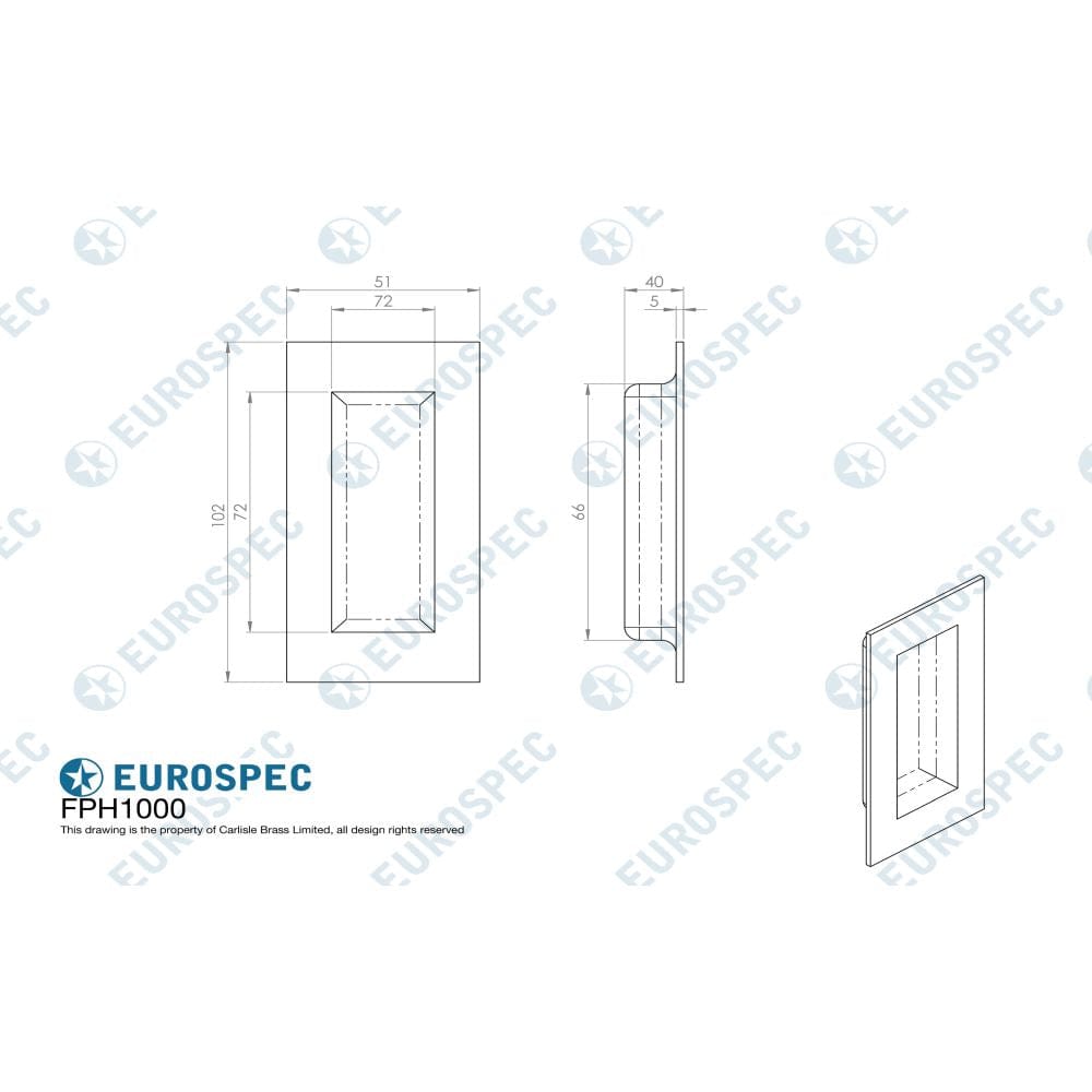 Carlisle Brass Door Furniture Matt Black / Flush Handle / Rectangular Carlisle Brass - Flush Pull - Matt Black