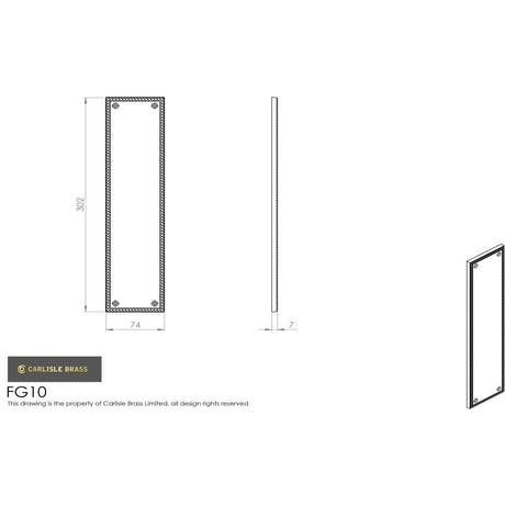 Carlisle Brass Door Furniture Polished Brass / Finger Plates / 302 x 74mm Carlisle Brass - Georgian Finger Plate 302 x 74mm - Polished Brass