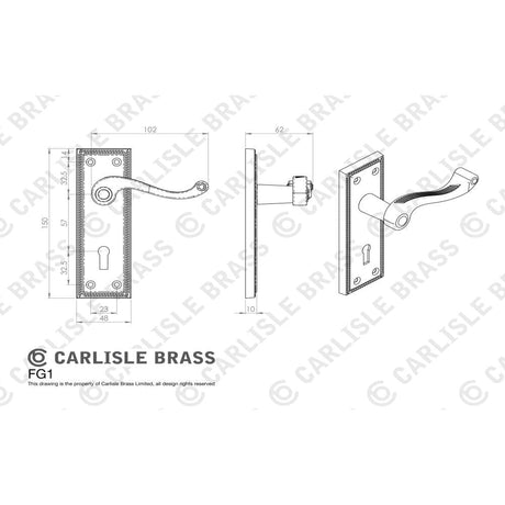 Carlisle Brass Door Furniture Polished Brass / Std. Lock Handles Carlisle Brass - Georgian Lever on Lock Backplate - Polished Brass