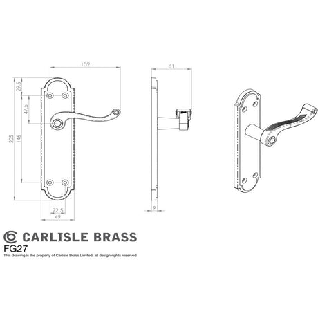 Carlisle Brass Door Furniture Polished Brass / Std. Lock Handles Carlisle Brass - Georgian Lever on Shaped Lock Backplate - Polished Brass