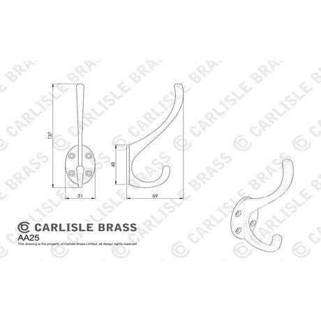 Carlisle Brass Accessories Satin Nickel / Hat & Coat Hooks Carlisle Brass - Hat and Coat Hook - Satin Nickel