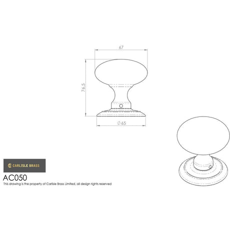 Carlisle Brass Door Furniture Polished Brass / Mortice Knobs Carlisle Brass - Ice Large Mortice Knob - Polished Brass