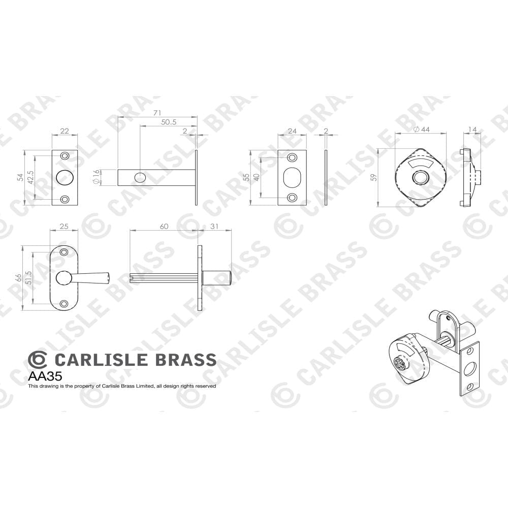 Carlisle Brass Door Furniture Polished Chrome / Yes Carlisle Brass - Indicator Bolt With Emergency Release - Polished Chrome
